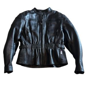 XPERT PERFORMANCE GEAR Women’s Black Leather Biker Jacket - Style L 171 Large